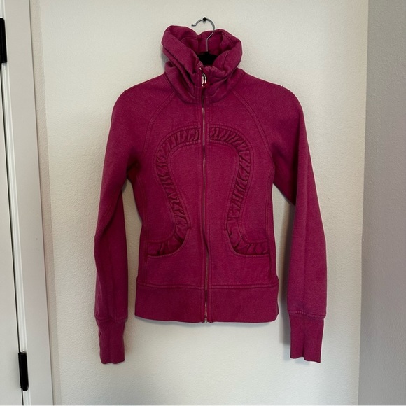 Lululemon Cuddle Up Full Zip Jacket Sparkly Pink Size 2 Women’s Side Pockets - Picture 3 of 14